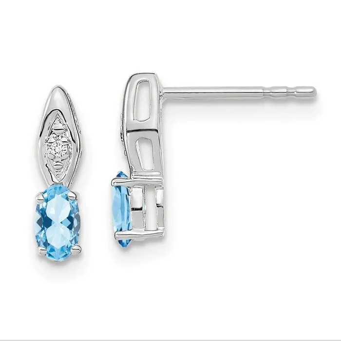 Jewelry Earrings 14k White Gold Aquamarine Diamond Earring