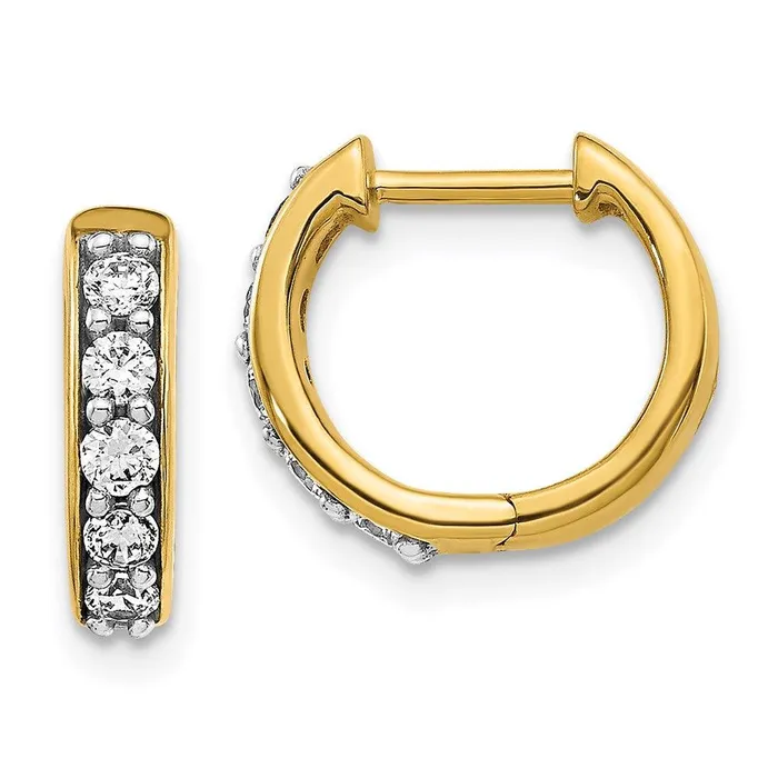 Jewelry Earrings 14k Yellow Gold Diamond Hoop Earrings