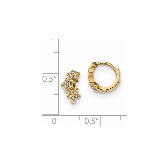 Jewelry Earrings Madi K Kids 14k CZ 3Star Hinged Hoop Earrings Jewelry Earrings Madi K Kids 14k CZ 3Star Hinged Hoop Earrings