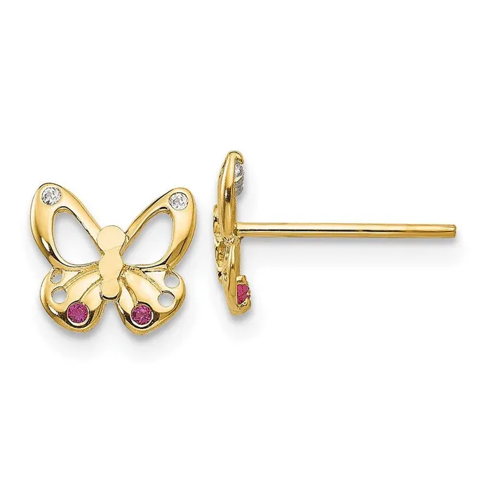 Jewelry Earrings Madi K Kids 14k CZ Butterfly Post Earrings