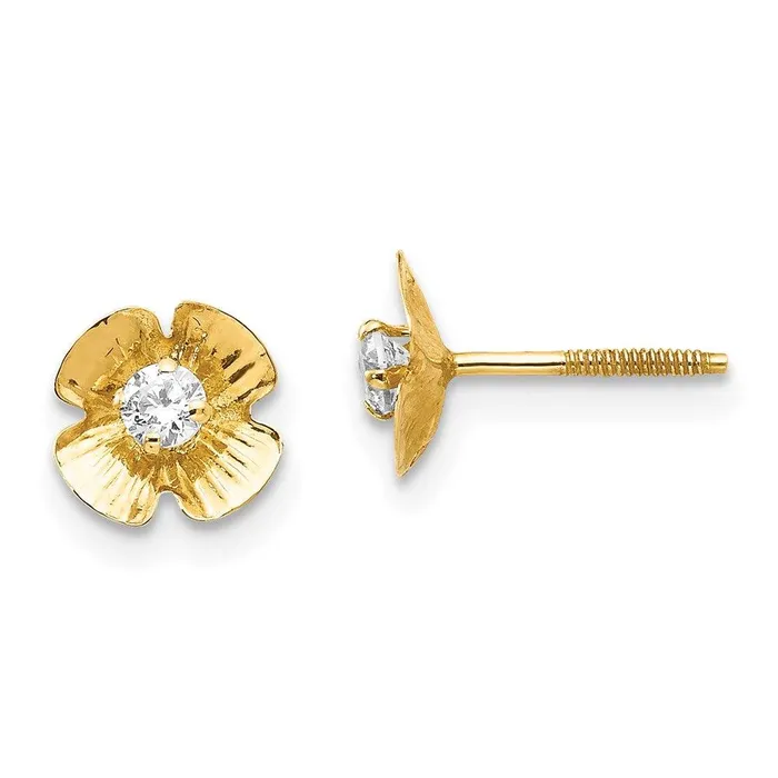 Jewelry Earrings Madi K Kids 14k Flower 25mm CZ Post Earrings