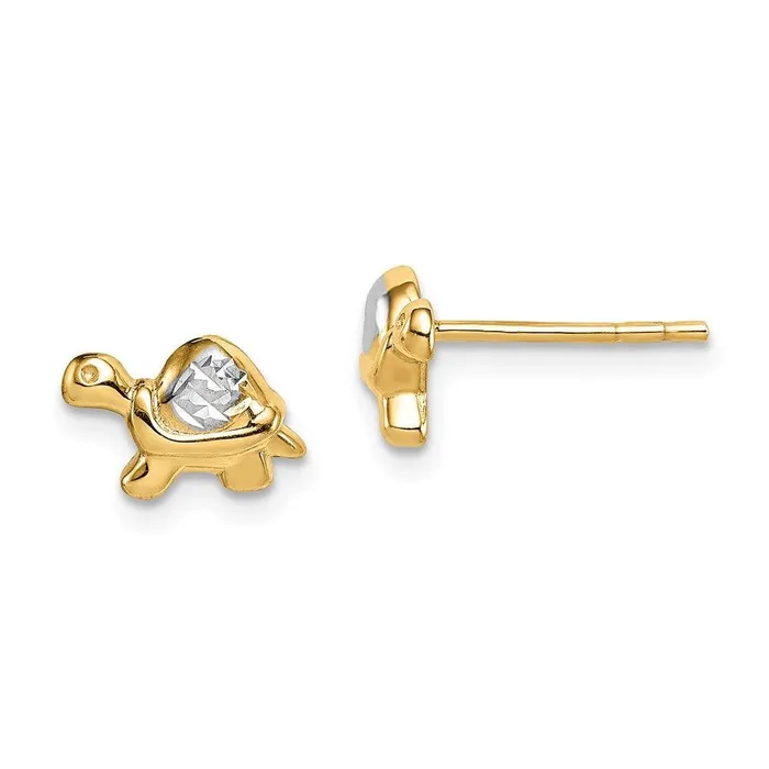 Jewelry Earrings Madi K Kids 14k White Rhodium Turtle Post Earrings
