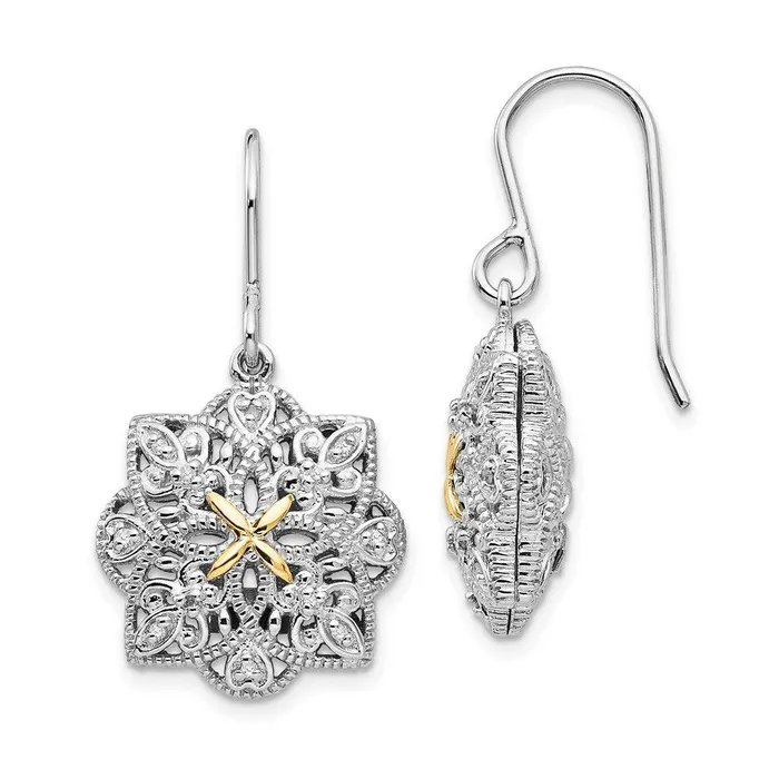 Jewelry Earrings Sterling Silver w14k Diamond Vintage Earrings