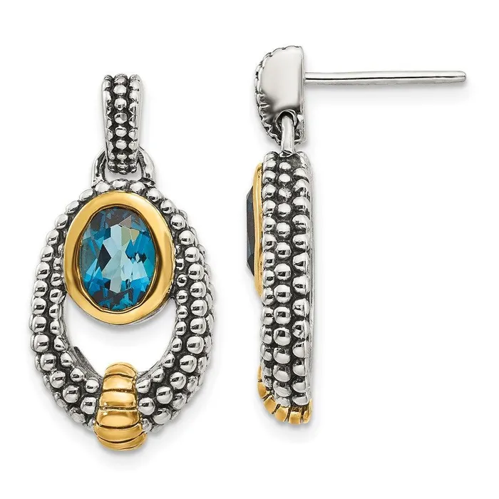 Jewelry Earrings Sterling Silver wGold Flashplating London Blue Topaz Dangle Earrings Jewelry Earrings Sterling Silver wGold Flashplating London Blue Topaz Dangle Earrings