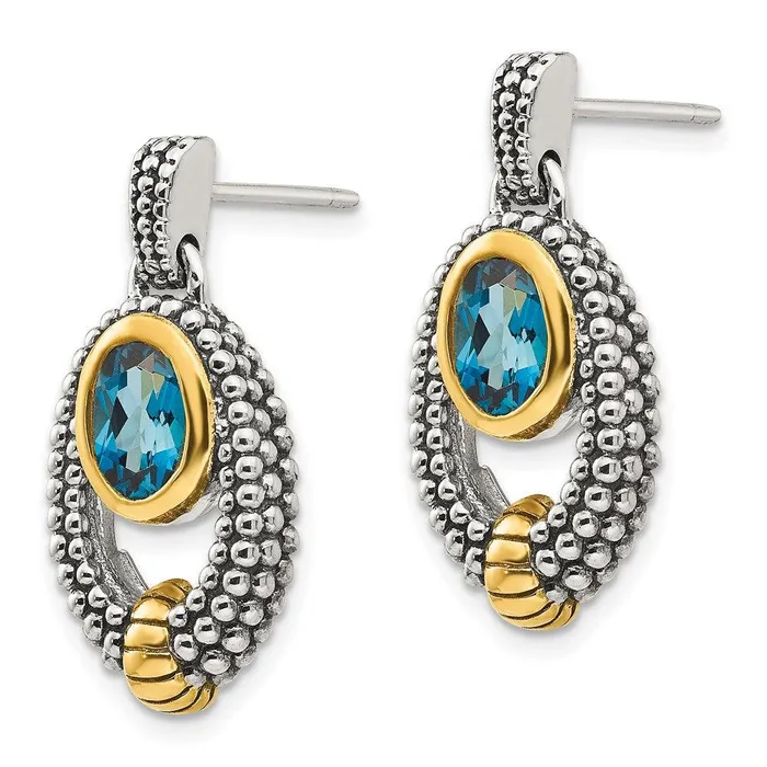 Jewelry Earrings Sterling Silver wGold Flashplating London Blue Topaz Dangle Earrings Jewelry Earrings Sterling Silver wGold Flashplating London Blue Topaz Dangle Earrings