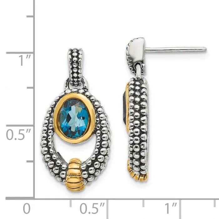 Jewelry Earrings Sterling Silver wGold Flashplating London Blue Topaz Dangle Earrings Jewelry Earrings Sterling Silver wGold Flashplating London Blue Topaz Dangle Earrings