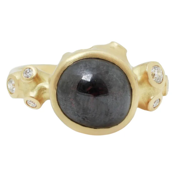 Johnny Ninos Rings Black Diamond Ruby Cage Ring