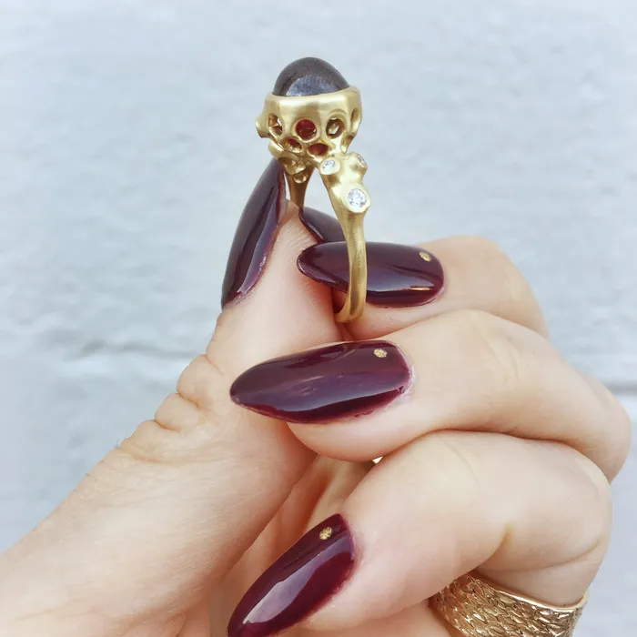 Johnny Ninos Rings Black Diamond Ruby Cage Ring