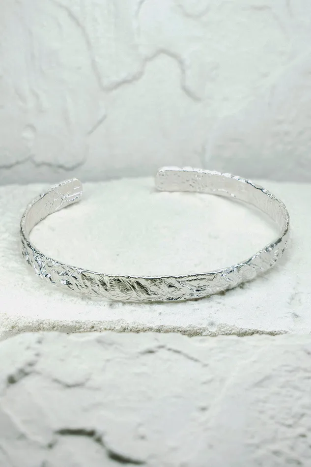 Kty Bracelets Crumpled Foil Cuff Bracelet Silver