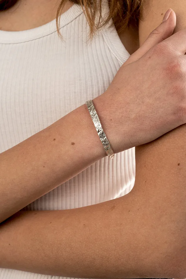 Kty Bracelets Crumpled Foil Cuff Bracelet Silver