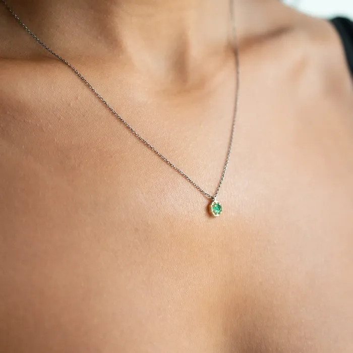 Lauren Wolf Jewelry Necklaces Small Emerald Octagon Necklace