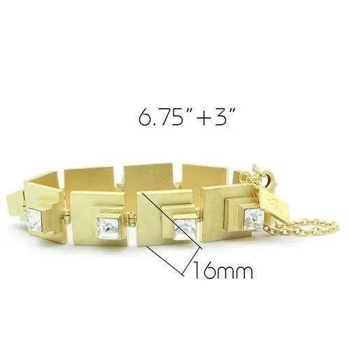 LO2037 Matte Gold Brass Bracelet with Top Grade Crystal in Clear Alamode Bracelets