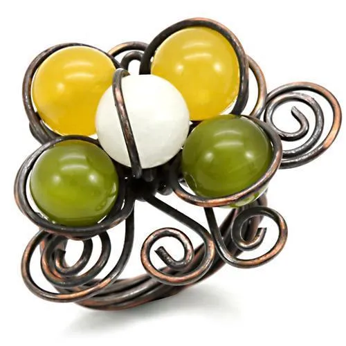 LOA598 Antique Tone Brass Ring with Assorted in Multi Color Alamode Rings