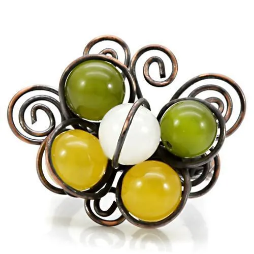 LOA598 Antique Tone Brass Ring with Assorted in Multi Color Alamode Rings