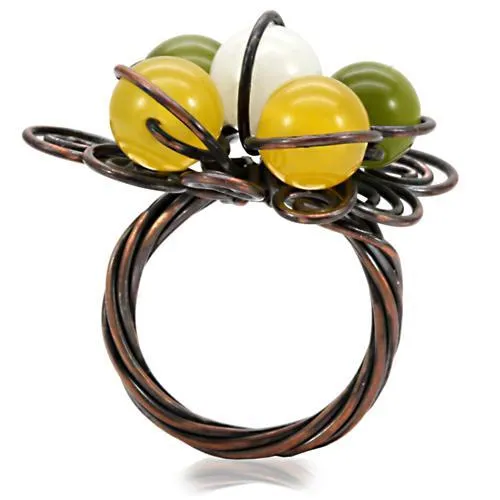 LOA598 Antique Tone Brass Ring with Assorted in Multi Color Alamode Rings