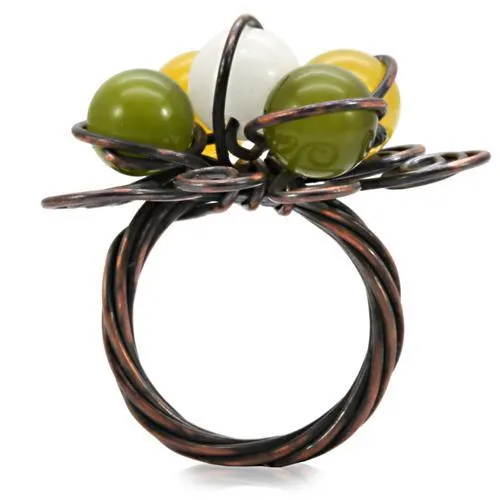 LOA598 Antique Tone Brass Ring with Assorted in Multi Color Alamode Rings