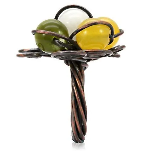 LOA598 Antique Tone Brass Ring with Assorted in Multi Color Alamode Rings