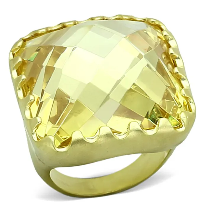 LOA888 Matte Gold Brass Ring with AAA Grade CZ in Citrine Yellow Alamode Rings LOA888 Matte Gold Brass Ring with AAA Grade CZ in Citrine Yellow Alamode Rings