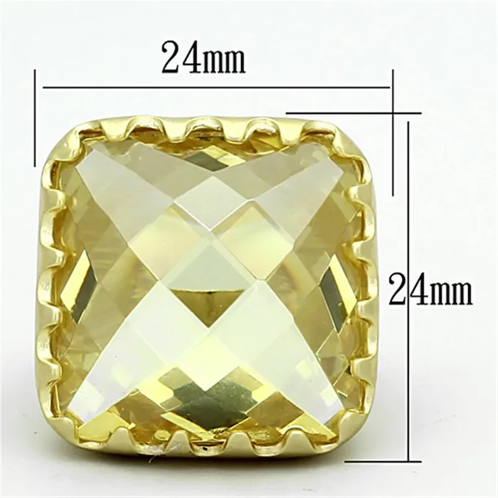 LOA888 Matte Gold Brass Ring with AAA Grade CZ in Citrine Yellow Alamode Rings