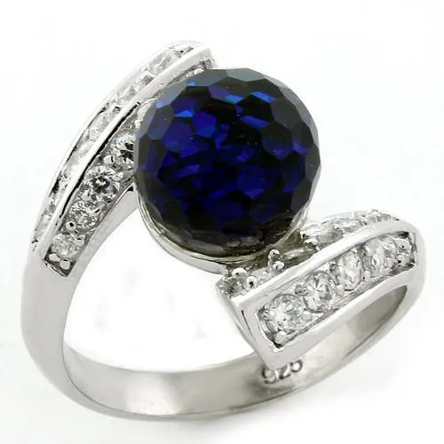 LOAS1145 Rhodium 925 Sterling Silver Ring with Top Grade Crystal in Clear Alamode Rings LOAS1145 Rhodium 925 Sterling Silver Ring with Top Grade Crystal in Clear Alamode Rings