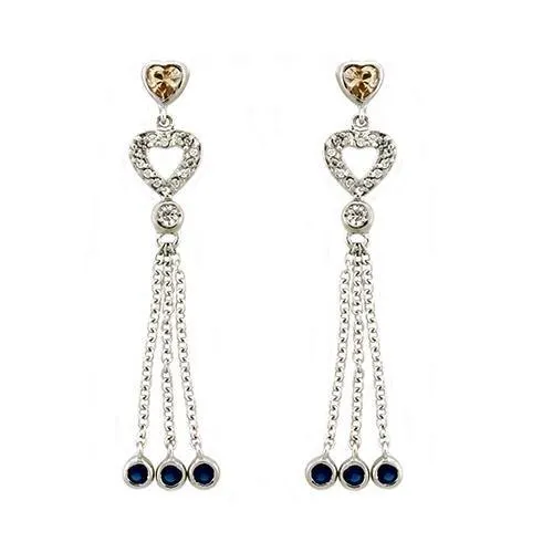 LOAS1337 Rhodium 925 Sterling Silver Earrings with AAA Grade CZ in Champagne Alamode Earrings