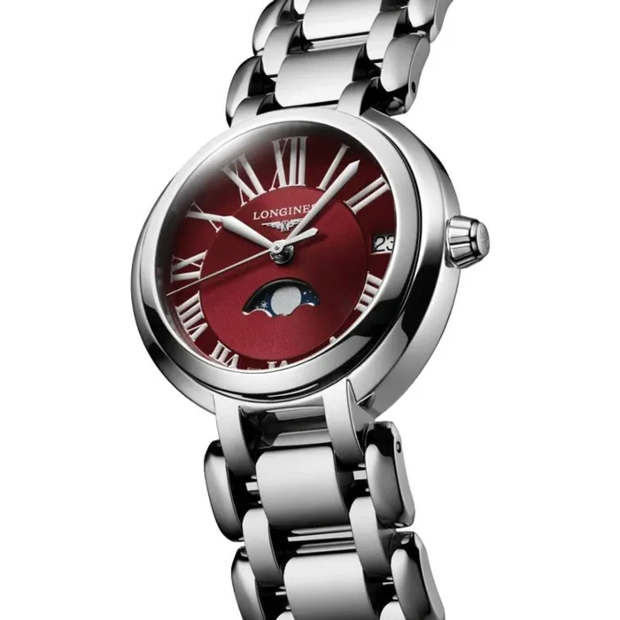 Longines Bracelets Longines Womens Watch Primaluna Moon Phase Red Dial Silver Tone Bracelet L81154926 Longines Bracelets Longines Womens Watch Primaluna Moon Phase Red Dial Silver Tone Bracelet L81154926