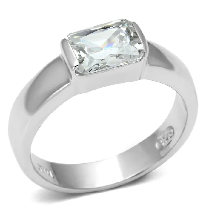 LOS588 Rhodium 925 Sterling Silver Ring with AAA Grade CZ in Clear Alamode Rings LOS588 Rhodium 925 Sterling Silver Ring with AAA Grade CZ in Clear Alamode Rings