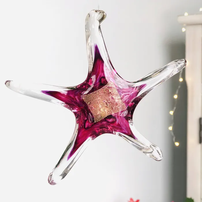 Luke Adams Glass Blowing Studio June Birthstone Hanging Star Necklaces