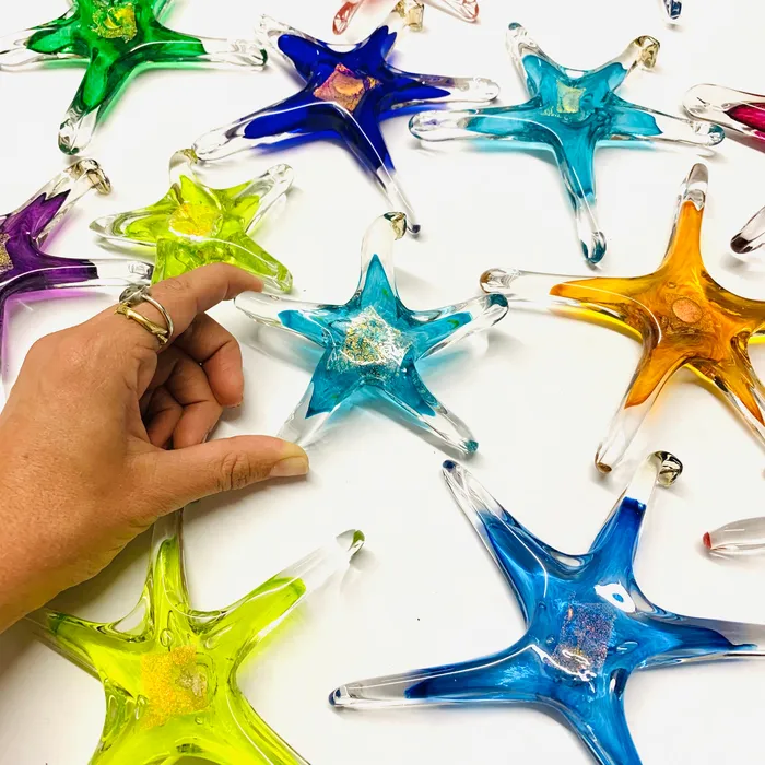Luke Adams Glass Blowing Studio June Birthstone Hanging Star Necklaces Luke Adams Glass Blowing Studio June Birthstone Hanging Star Necklaces