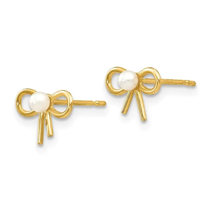 Madi K Kids 14k FW Cultured Pearl Bow Post Earrings Jewelry Earrings Madi K Kids 14k FW Cultured Pearl Bow Post Earrings Jewelry Earrings