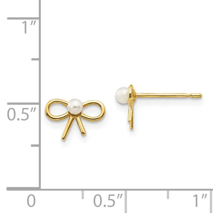 Madi K Kids 14k FW Cultured Pearl Bow Post Earrings Jewelry Earrings Madi K Kids 14k FW Cultured Pearl Bow Post Earrings Jewelry Earrings