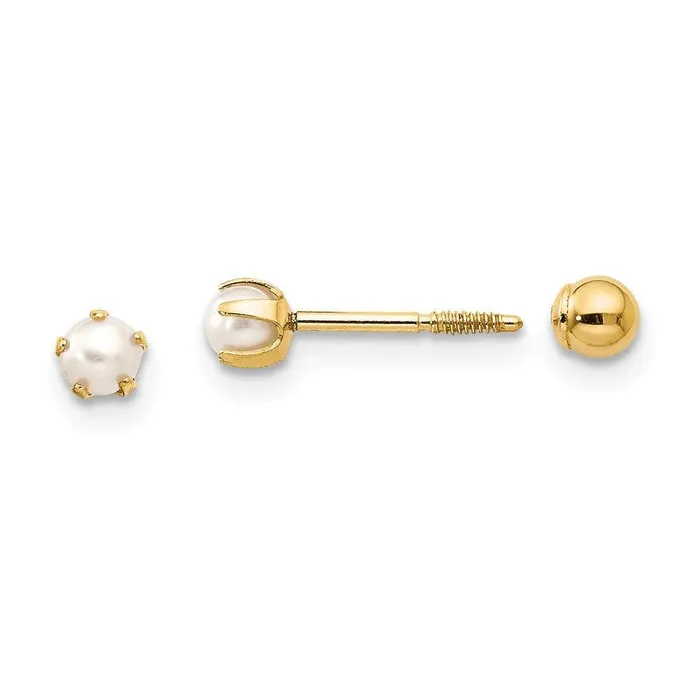 Madi K Kids 14k Reversible FW Cultured Pearl Bead Earrings Jewelry Earrings Madi K Kids 14k Reversible FW Cultured Pearl Bead Earrings Jewelry Earrings
