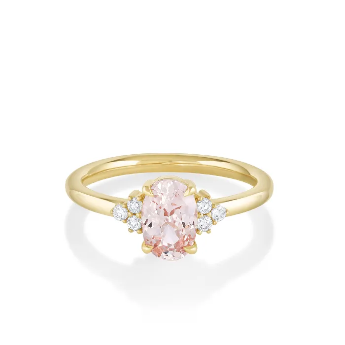 Marrow Fine Rings 144ct Peach Sapphire White Diamond Cluster Ring