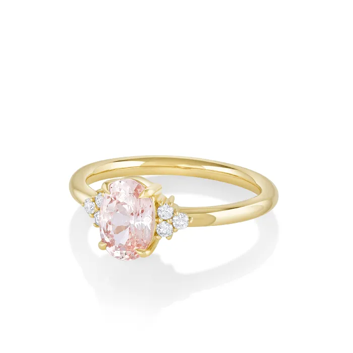 Marrow Fine Rings 144ct Peach Sapphire White Diamond Cluster Ring