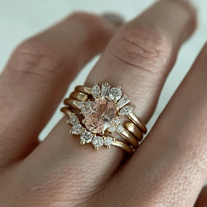 Marrow Fine Rings 144ct Peach Sapphire White Diamond Cluster Ring