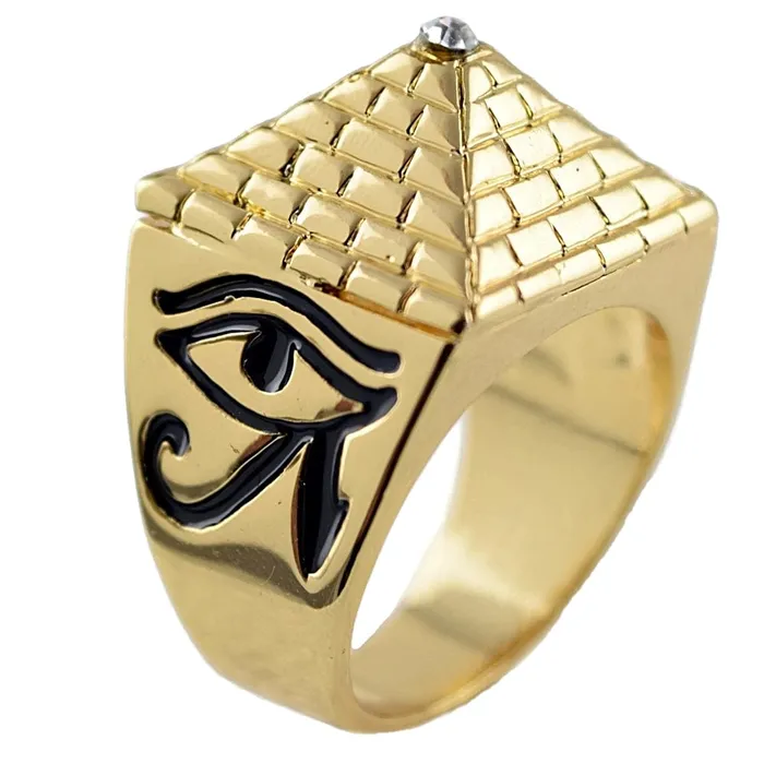 Masonic Master Mason Pyramid Gold Finish Freemasonry Ring Bling Cartel Admin Rings