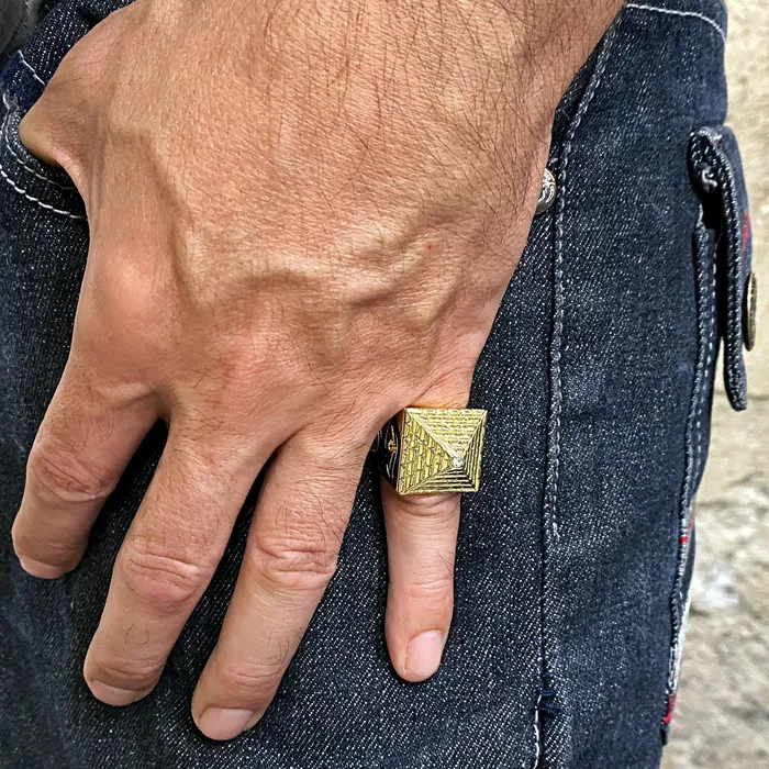 Masonic Master Mason Pyramid Gold Finish Freemasonry Ring Bling Cartel Admin Rings
