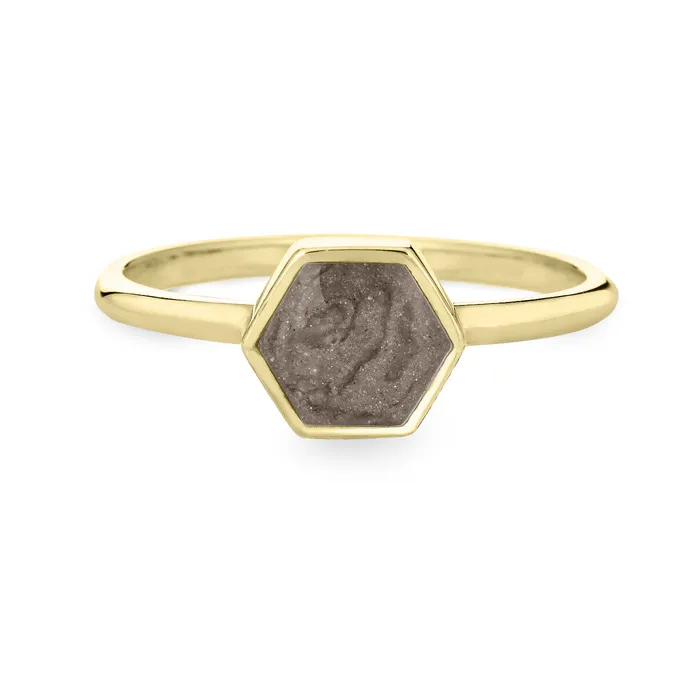Medium Hexagon Stacking Cremation Ring in 14K Yellow Gold closebymejewelry Rings Medium Hexagon Stacking Cremation Ring in 14K Yellow Gold closebymejewelry Rings