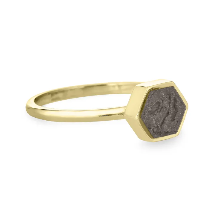 Medium Hexagon Stacking Cremation Ring in 14K Yellow Gold closebymejewelry Rings