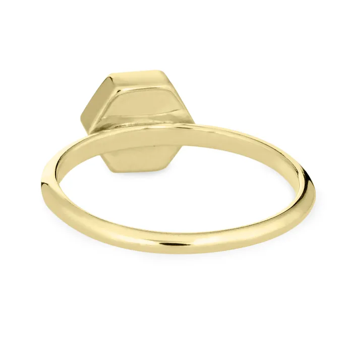 Medium Hexagon Stacking Cremation Ring in 14K Yellow Gold closebymejewelry Rings