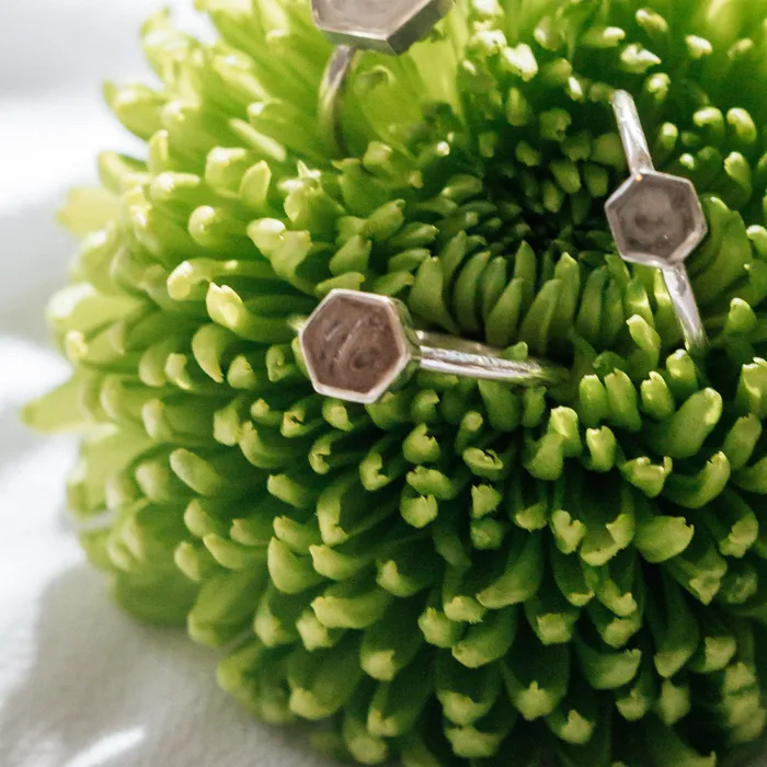Medium Hexagon Stacking Cremation Ring in 14K Yellow Gold closebymejewelry Rings