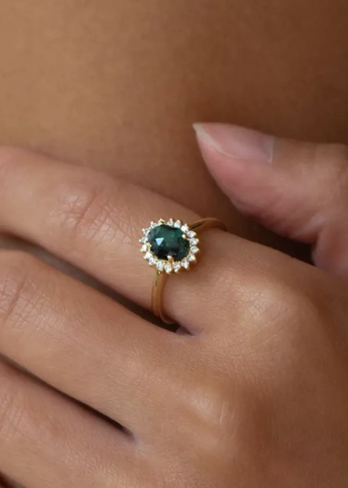 Mini Antiquity Ring Emerald Leah Alexandra Rings