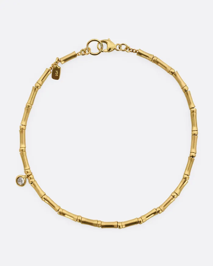 MONICA RILEY Bracelets Tube Beaded Curb Chain Bracelet with Diamond Charm