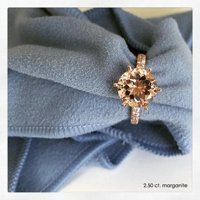 Morganite Pave Engagement Ring deBebians Rings