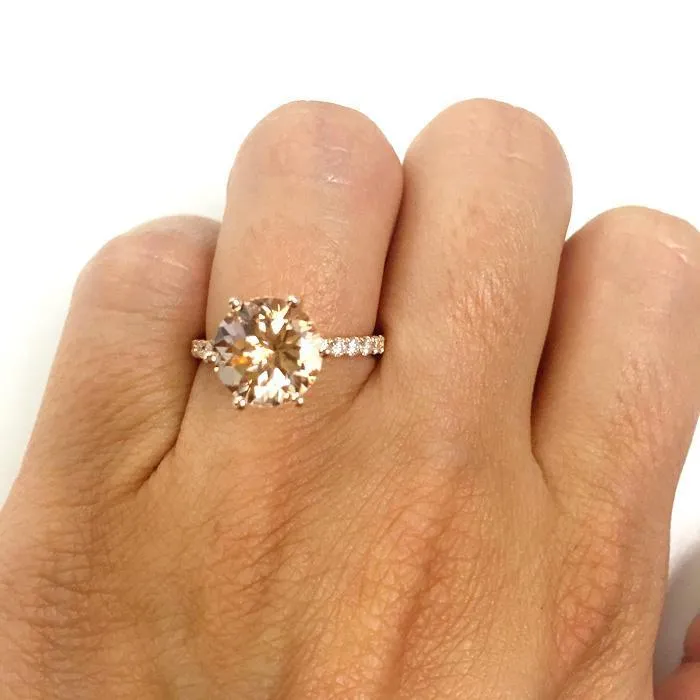 Morganite Pave Engagement Ring deBebians Rings