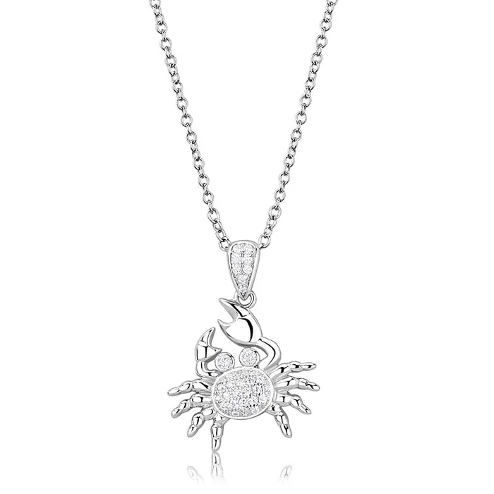 Necklaces Alamode 3W1377 Rhodium 925 Sterling Silver Chain Pendant with AAA Grade CZ in Clear Necklaces Alamode 3W1377 Rhodium 925 Sterling Silver Chain Pendant with AAA Grade CZ in Clear