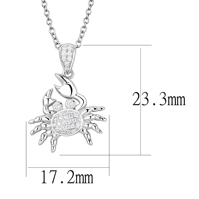 Necklaces Alamode 3W1377 Rhodium 925 Sterling Silver Chain Pendant with AAA Grade CZ in Clear