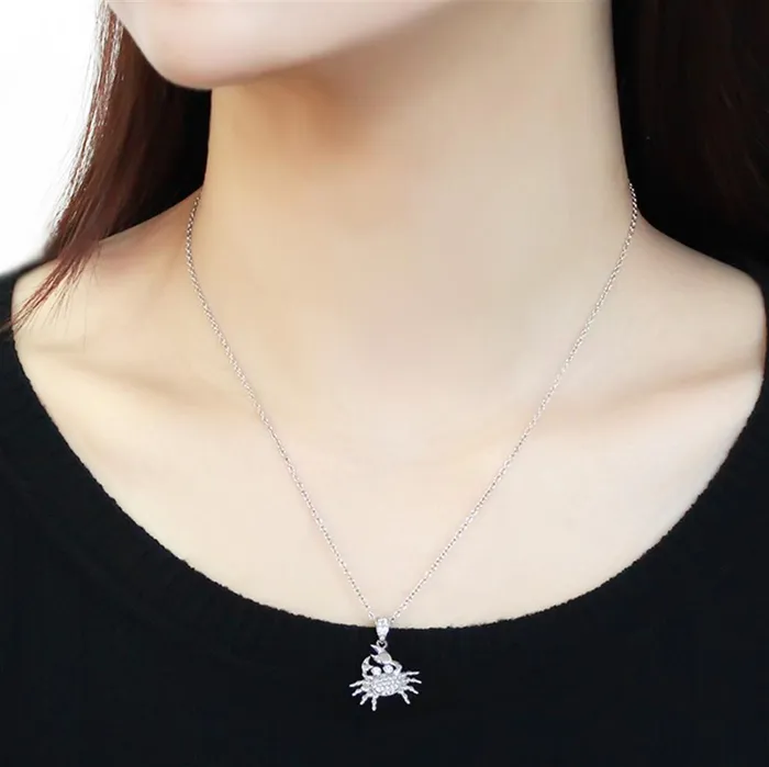 Necklaces Alamode 3W1377 Rhodium 925 Sterling Silver Chain Pendant with AAA Grade CZ in Clear