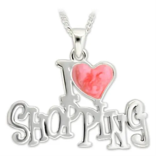 Necklaces Alamode LO1184 Silver Brass Pendant with Epoxy in Rose