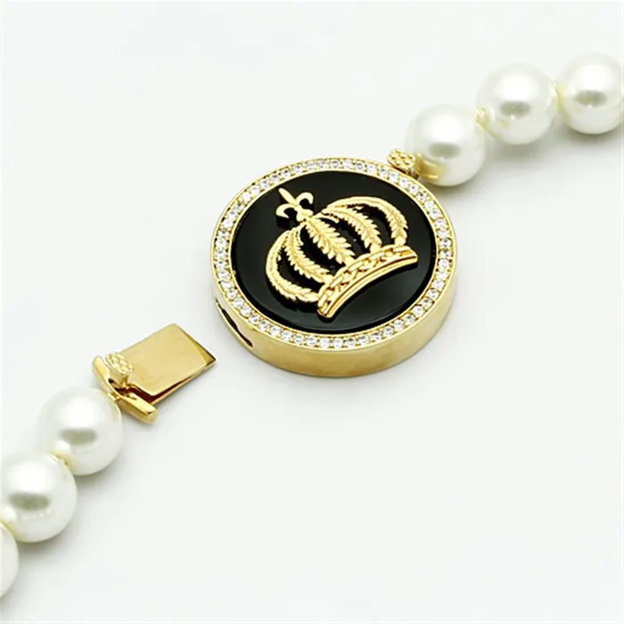 Necklaces Alamode LO2647 Gold Brass Necklace with SemiPrecious Onyx in Jet